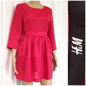 H&M crewneck  3/4 sleeve a line mini dress 6